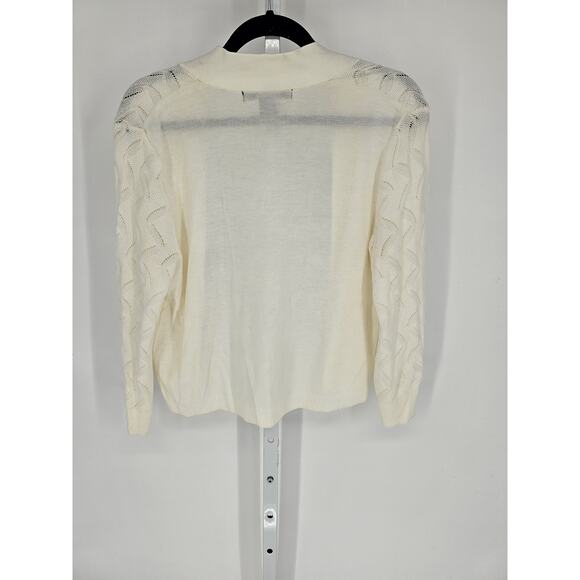 89th & Madison Women's White Long Sleeve Open Front Acrylic Cardigan Size M - Picture 4 of 4